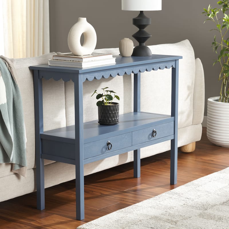 SAFAVIEH Haven Lower 2-Drawer Console Table - 35"W x 13"D x 30"H - Blue