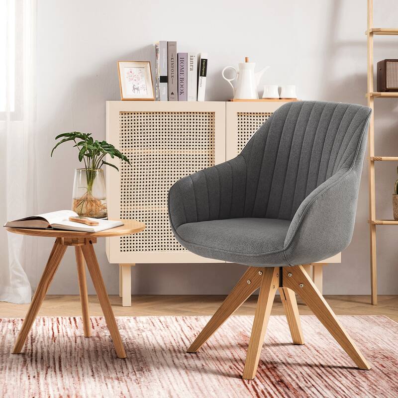 Art Leon Classical Swivel Office Accent Chair with Wood Legs