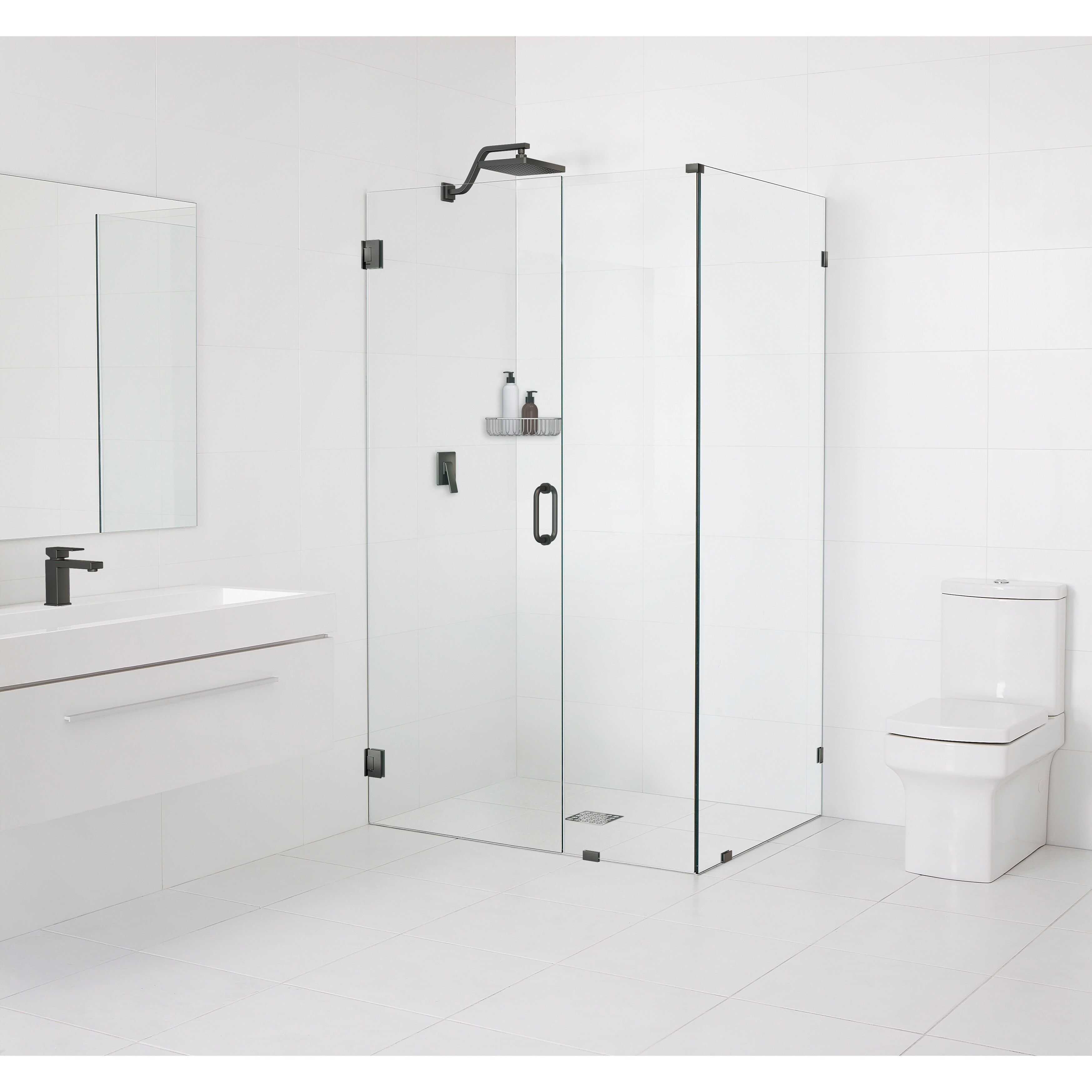 Glass Warehouse 78" x 33.5" x 34" Frameless 90 Degree Shower Enclosure - Wall Hinge
