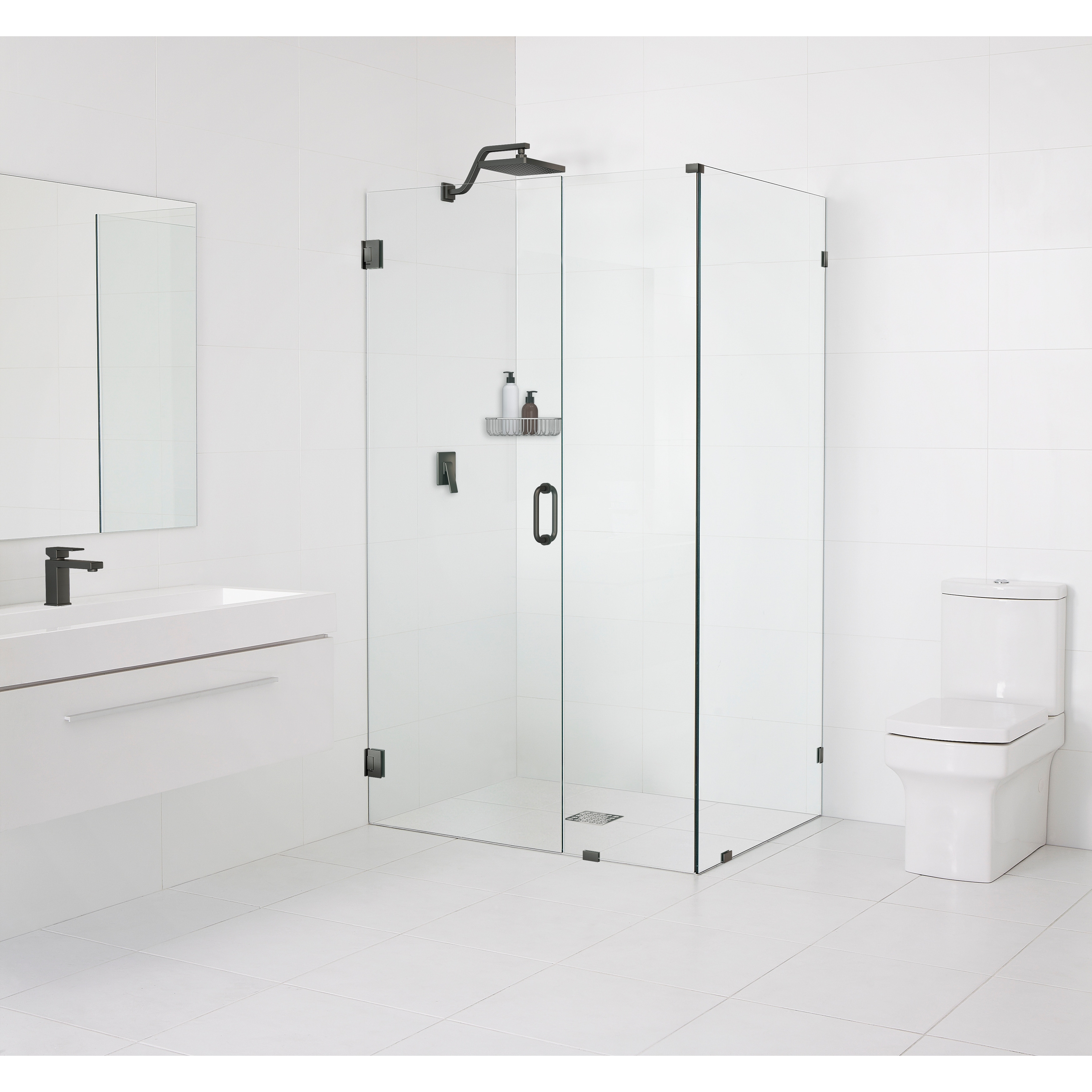 Glass Warehouse 78" x 42" x 43.5" Frameless 90 Degree Shower Enclosure - Wall Hinge
