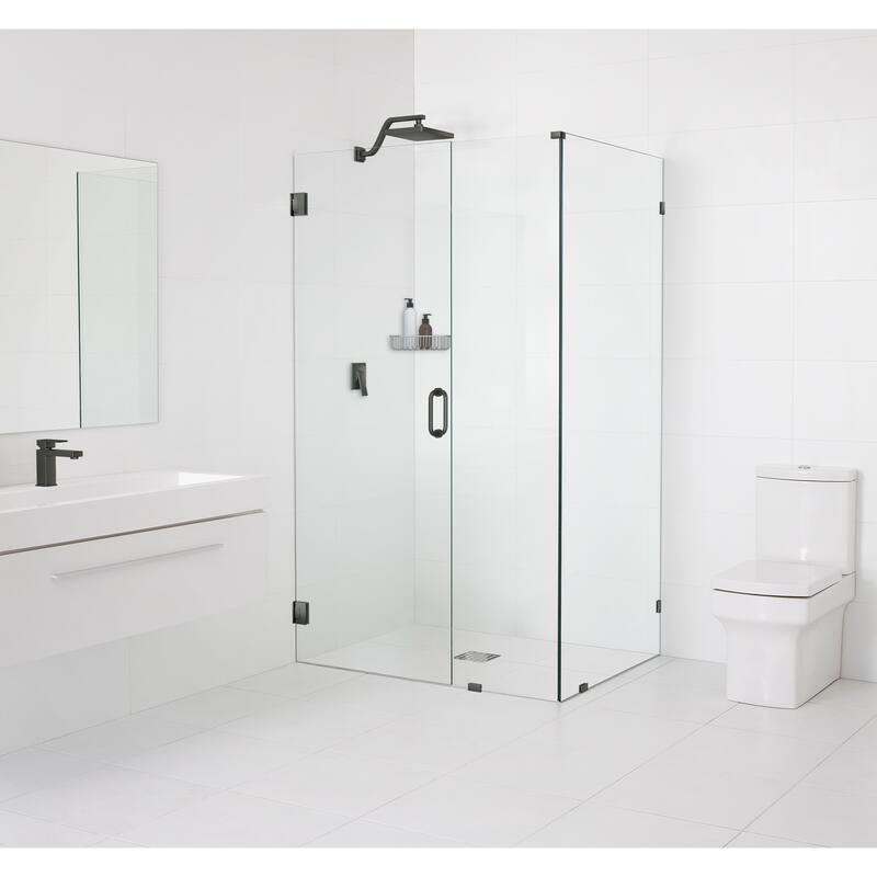 Glass Warehouse 78" x 46" x 40.5" Frameless 90 Degree Shower Enclosure - Wall Hinge - Oil Rubbed Bronze