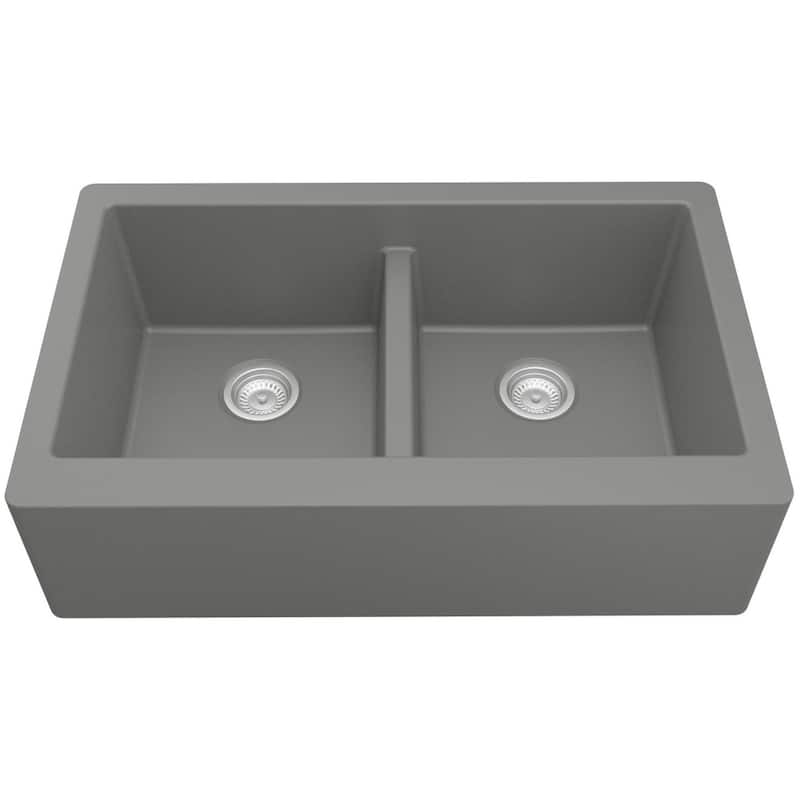 Karran USA QA-750-PK1 Quartz QA 34" Farmhouse Double Basin Quartz