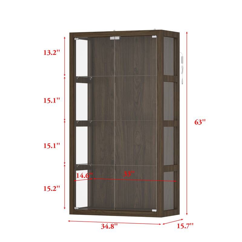 Glass Display Cabinet Storage Cabinet: Push - to - Open Doors, Multi - Shelf Storage for Bags & Shoes - 4-Tier