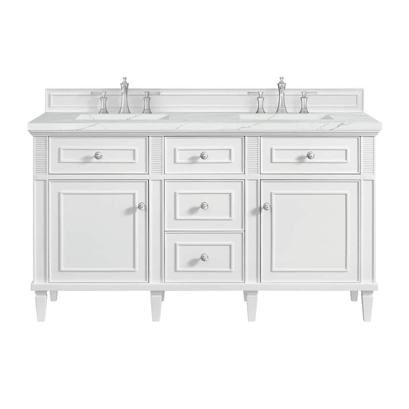 James Martin Vanities 424-V60D-3ENC Lorelai 60" Double Basin Wood - Bright White - Painted