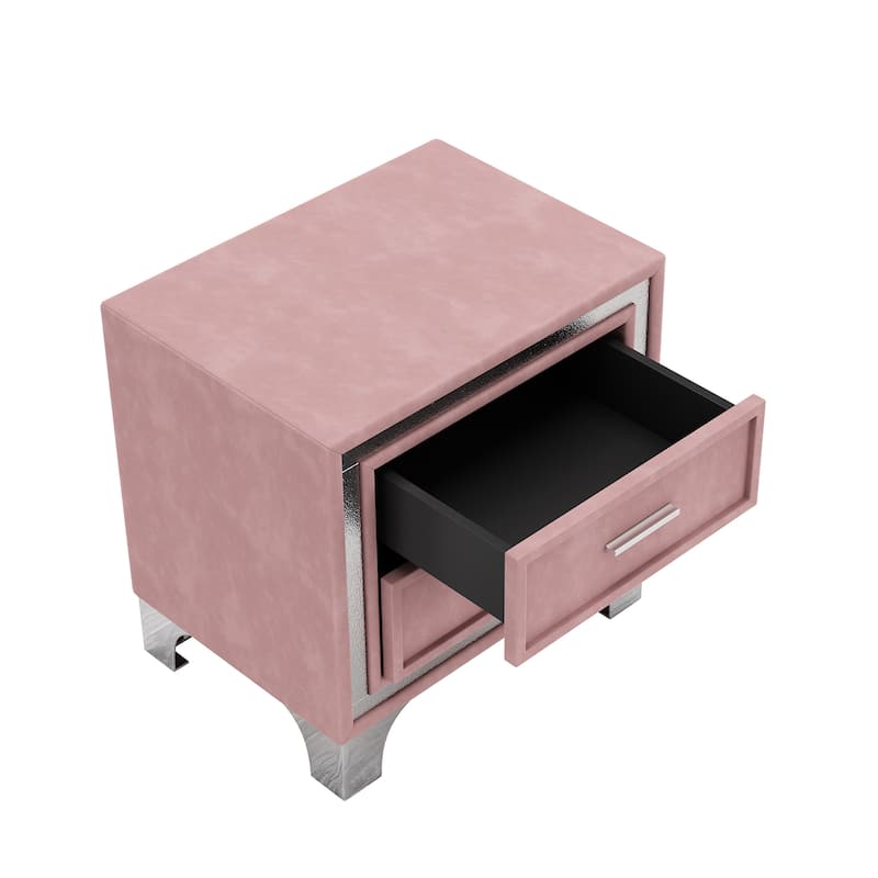 2-Drawer Nightstand with Metal Legs