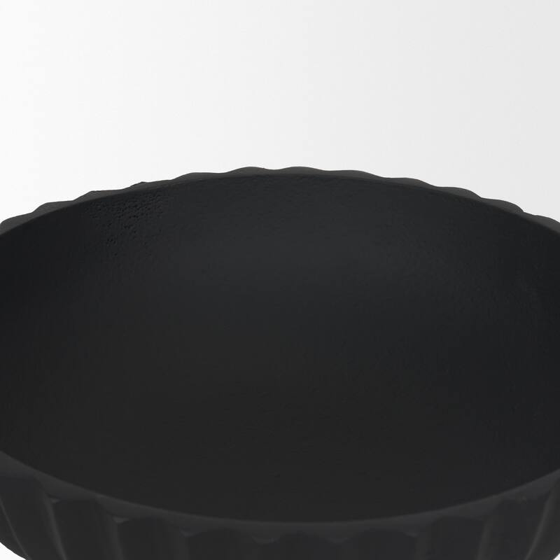 Ciaran Smooth Fluted Matte Black Metal Decorative Bowl