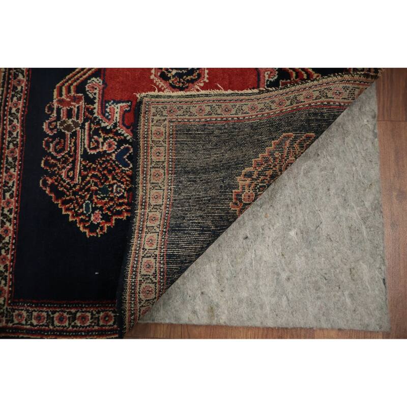 Hand Knotted Oriental 100% Wool Carpet Traditional Medallion Red Senneh Area Rug - 3' 6'' X 1' 9''