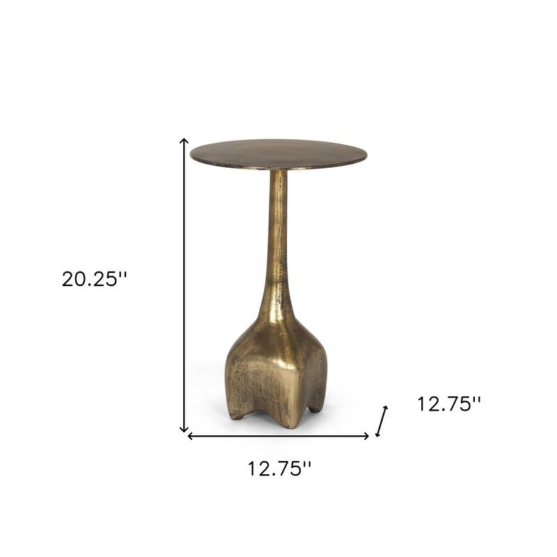 HomeRoots 13" Gold Iron and Metal Tray Table - 12.75 in. x 20.25 in. x 12.75 in.