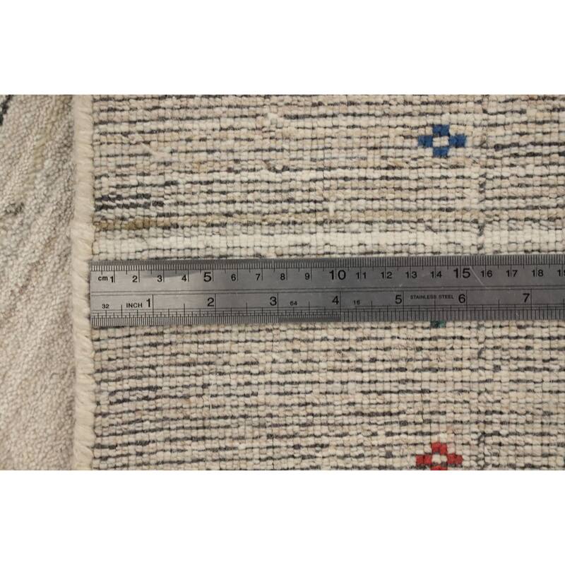 Hand Knotted Oriental Viscose Silk Carpet Tribal Animal Pictorial Beige & Ivories Gabbeh Area Rug - 11' 10'' X 8' 10''