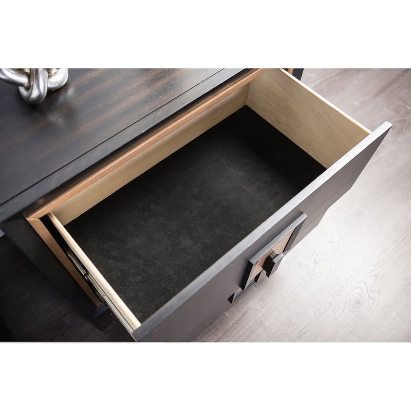 1pc Bedside Nightstand Wooden Finger Pull Drawer
