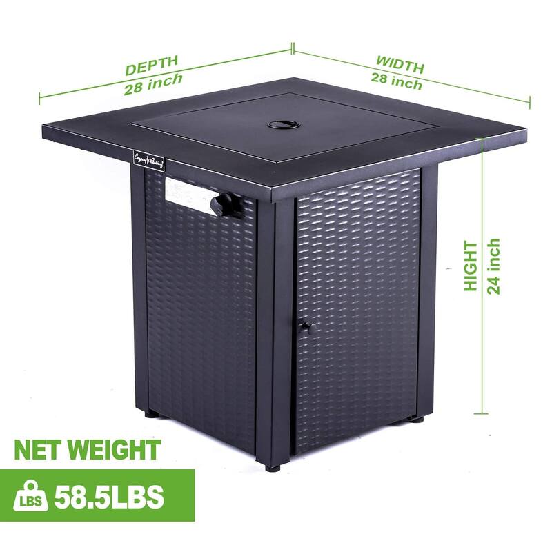 50,000BTU Outdoor Propane Gas Rattan & Wicker-Look Fire Pit Table