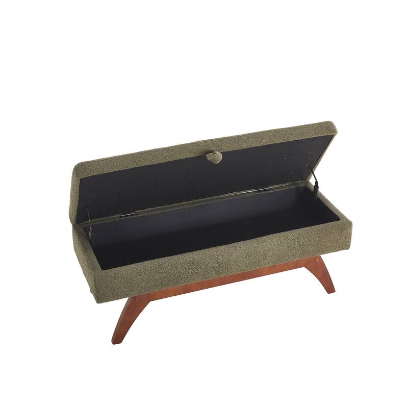 Teddy wool fabric, solid wood feet for solid weighing, and bed end stool with storage function