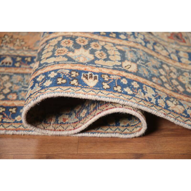 Hand Knotted Oriental 100% Wool Carpet Traditional Medallion Oranges & Rust Mashad Area Rug - 9' 4'' X 6' 4''