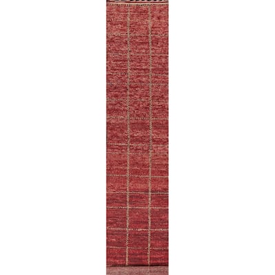 Geometric Modern Moroccan Oriental Runner Rug Hand-knotted Wool Carpet - 2'0" x 17'3"