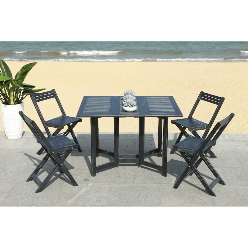 SAFAVIEH Outdoor Brandy 5-Piece Outdoor Dining Table Set - 43Wx35Dx29H - Black