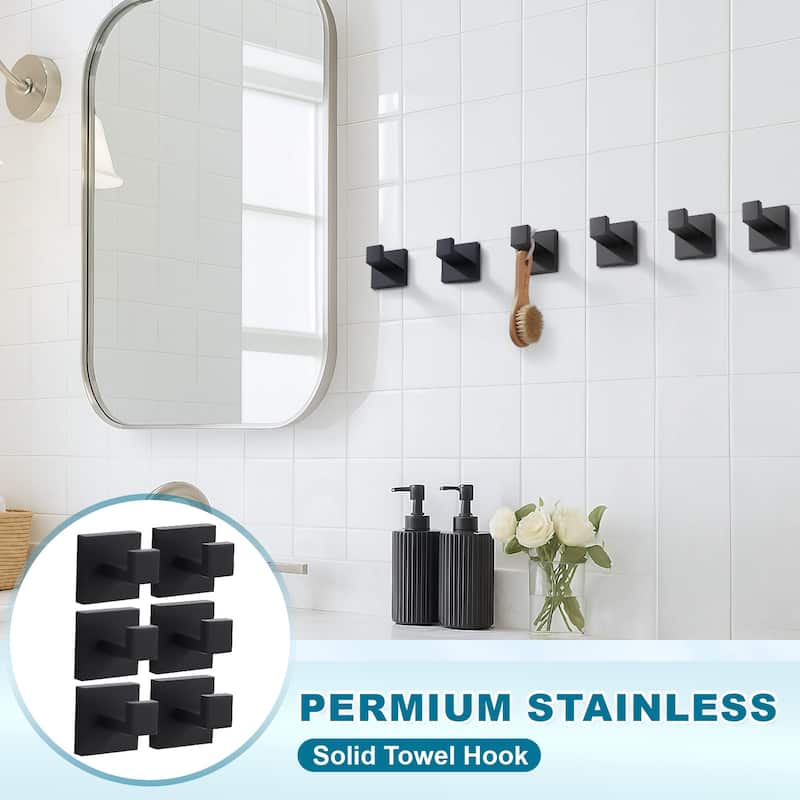 WOWOW J-Hook Wall Mount Robe/Towel Hook 6PCS