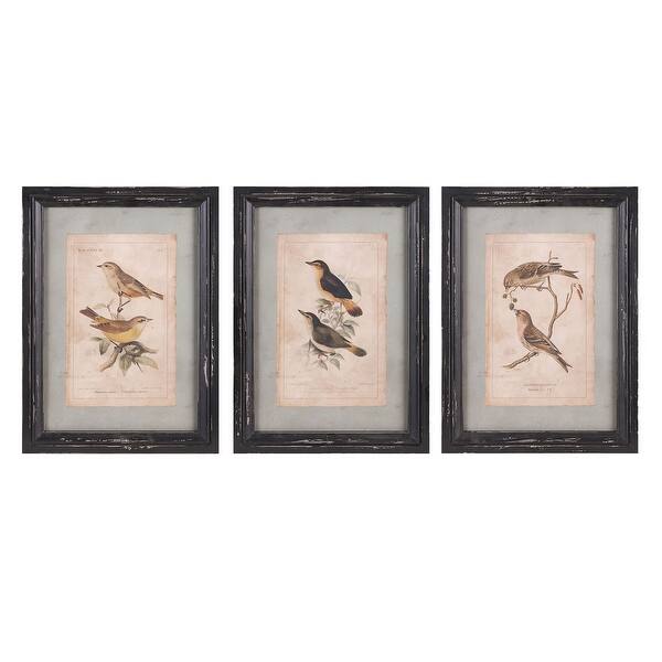 Shop Imax Home A0397322 Three Panel Wood Framed Birds Painting Set