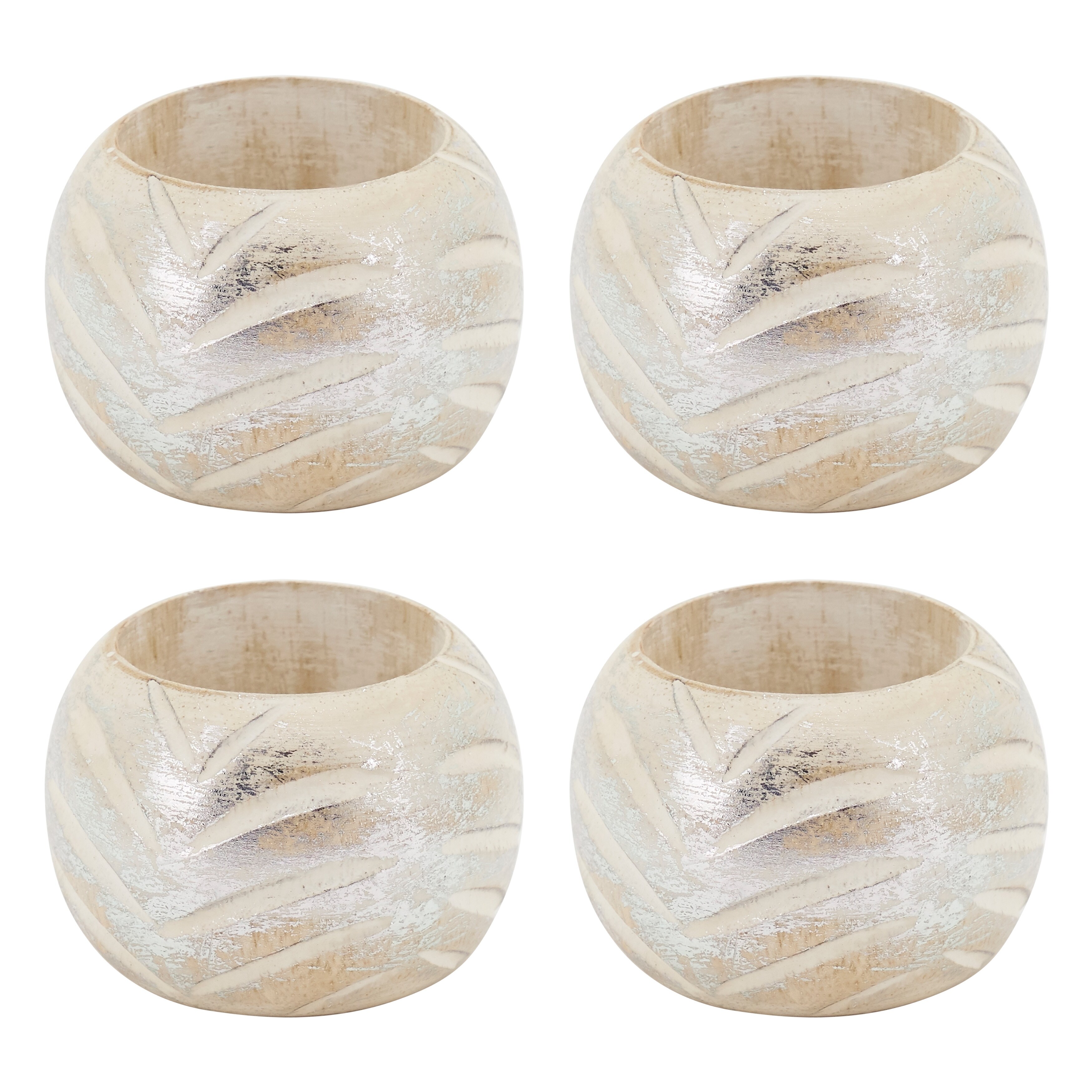 Wood Napkin Rings with Striped Design (Set of 4) - Bed Bath & Beyond -  31431366