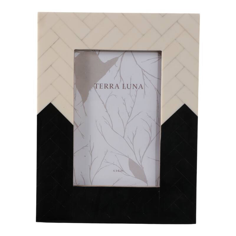Resin Herringbone 2-Tone Photo Frame - Ivory