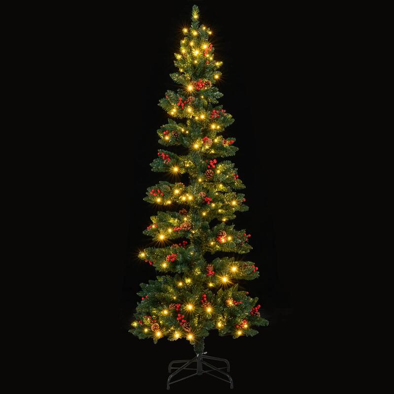 Costway 6/7 FT Artificial Christmas Tree with 612/791 Branch Tips Warm - See Details - Green