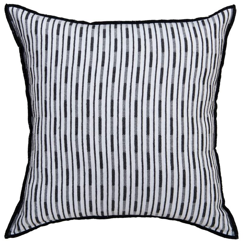 Rizzy Home Variegated Stripe Woven Throw Pillow - Down - White/Black
