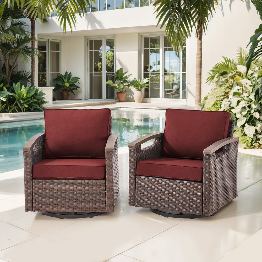 Gymojoy Patio Swivel Rocker Patio Chairs of 2 with Water-Resistant Olefin Cushions