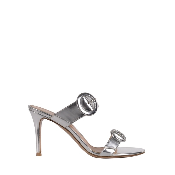 silver mule sandals