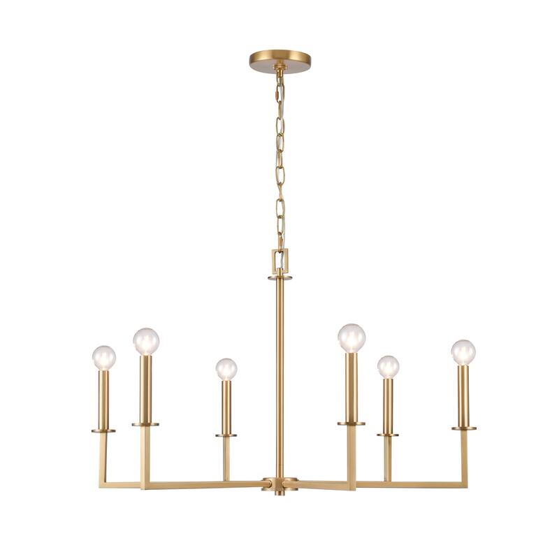 Elk Home Dunne Multi Finishes Metal 6 Light Chandelier - Lacquered Brass