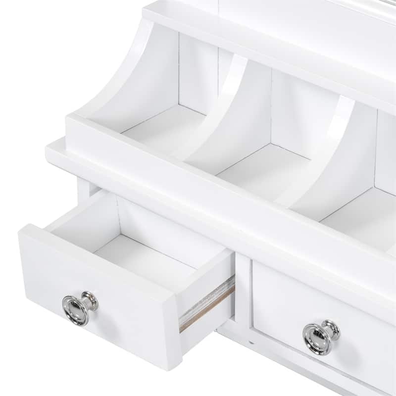 Floating Makeup Vanity with Big Mirror,Wall-Mounted Storage Vanity