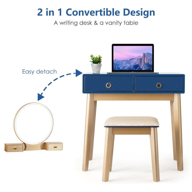 Set 3 Makeup Vanity Table Color Lighting Jewelry Divider Dressing Table - 52.5" x 31.5" x 16" (L x W x H)