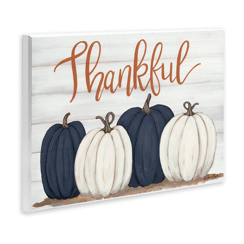Stupell Autumn Farm Pumpkin Harvest with Thankful Phrase Wood Wall Art - Multi-Color