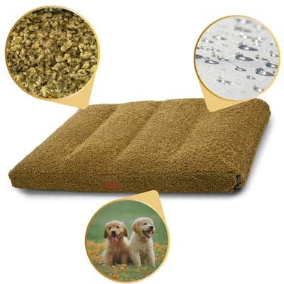 Orthopedic Dog Bed / Dog Mat Pad "Teddy" - XL, Fluffy Green Removable Cover