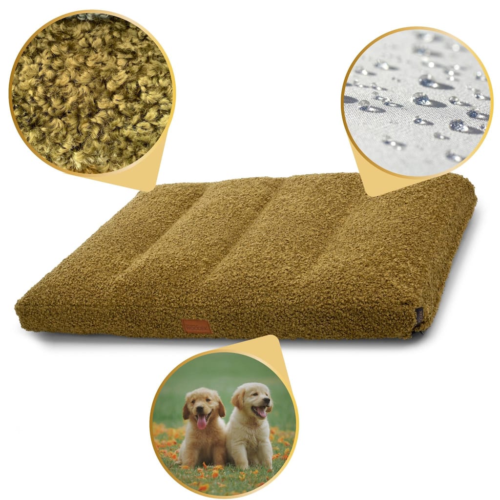 Orthopedic Dog Bed / Dog Mat Pad "Teddy" - XL, Fluffy Green Removable Cover