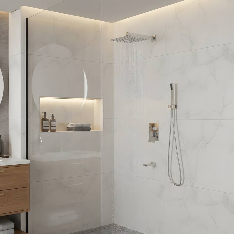 Minimalist Wall Mounted Dual Shower Head Shower Set