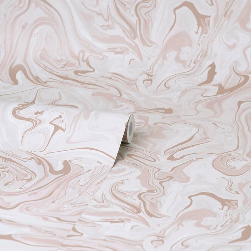 InHome Blush Marble Swirl Peel & Stick Wallpaper