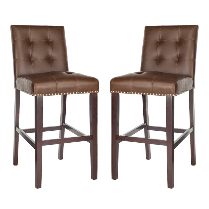 SAFAVIEH Arabella 31-inch Bar Stool - Brown / Espresso (Set of 2) - 19" x 23.3" x 44" - 19" x 23.3" x 44" - 19Wx23Dx44H