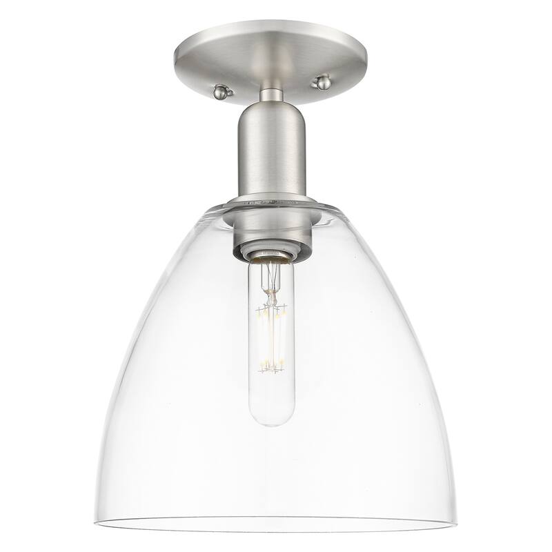 Innovations Lighting 716-1C-13-9 Bristol Semi-Flush Bristol 9" Wide - Brushed Satin Nickel / Clear