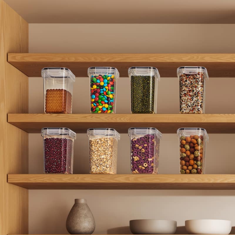 Sorbus Airtight Food Storage Containers with Locking Lids, Measuring Spoons & Labels -8 Pack (1.6L/54.10 Oz)