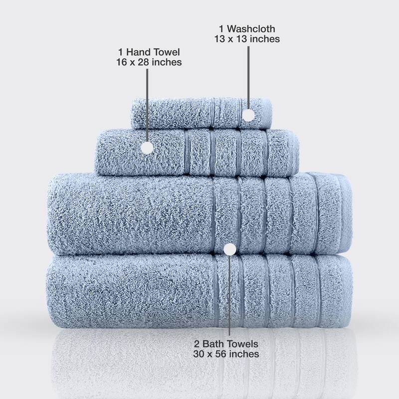 Classic Turkish Towels 4 Piece Cotton Towel Set, Absorbent Hotel & Spa