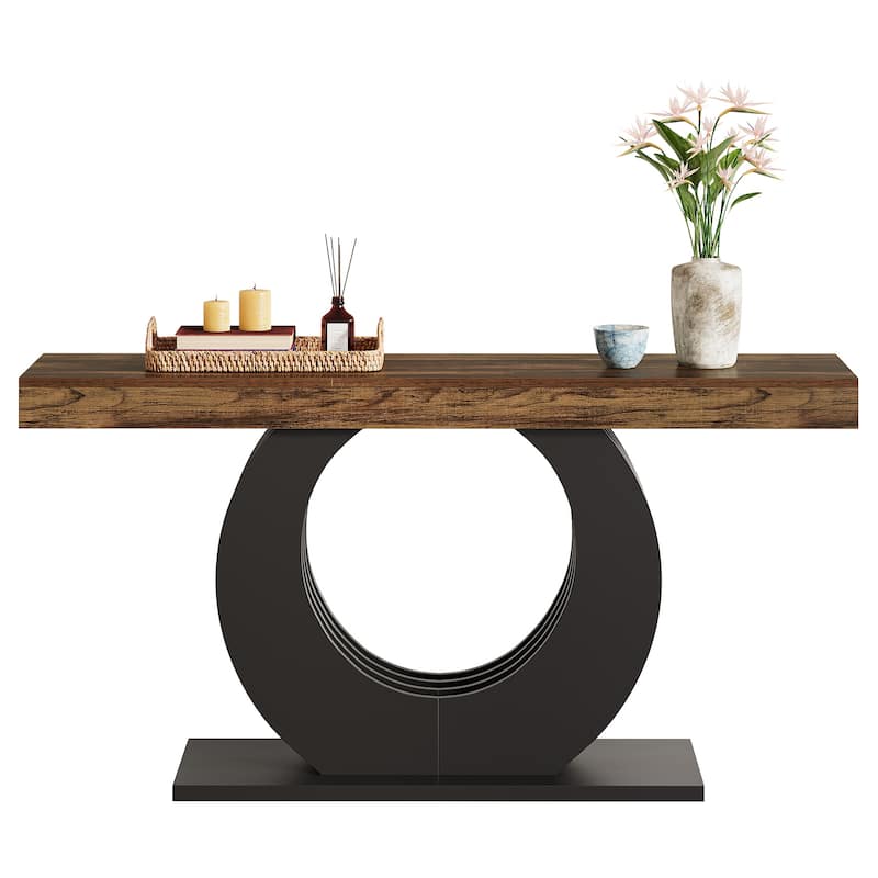 Industrial 63" Console Sofa Table with Stylish Metal Base for Entryway