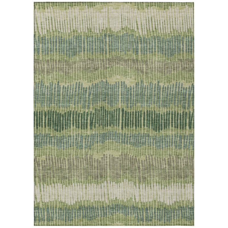 Machine Washable Indoor/ Outdoor Chantille Stripe Abstract Rug