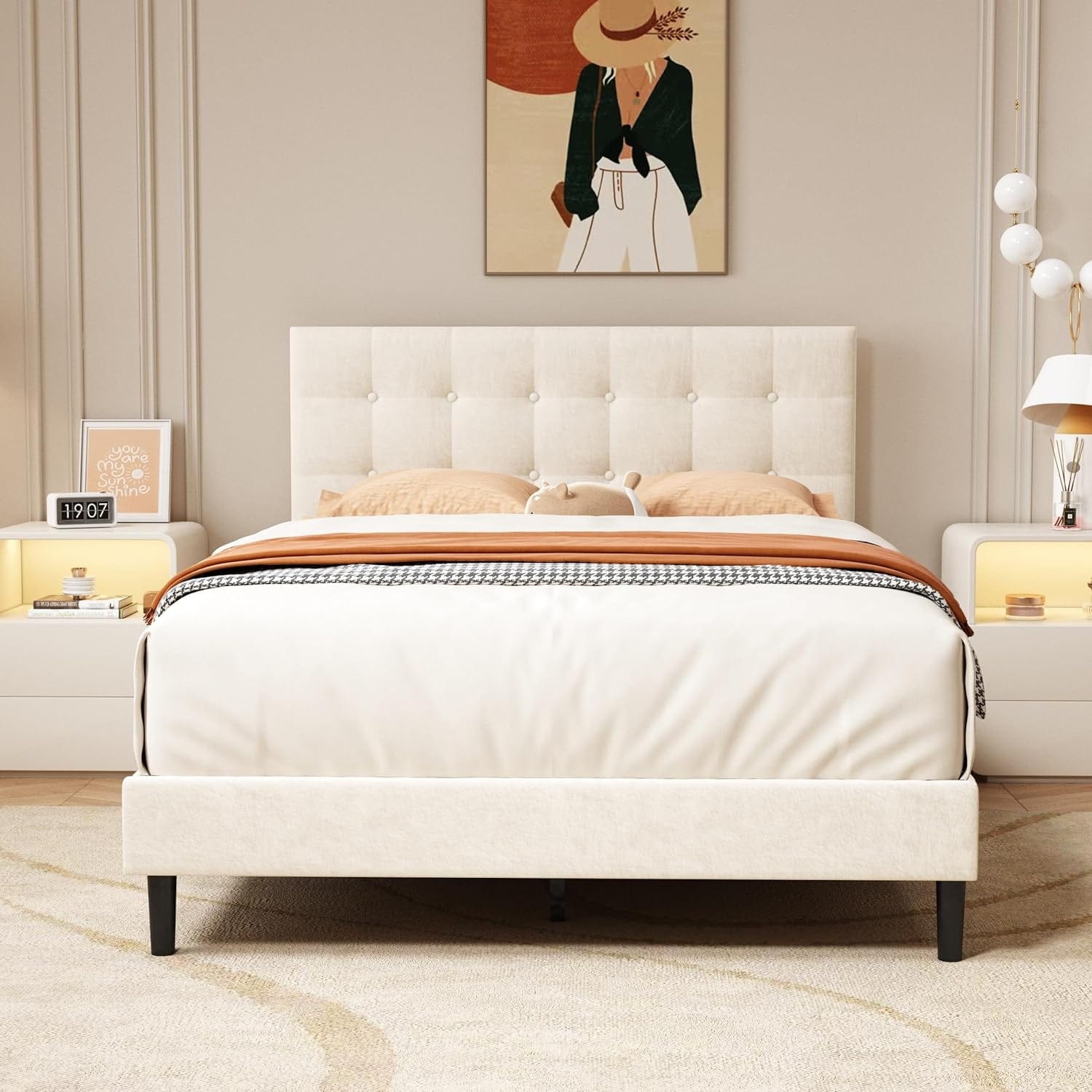 Square upholstered new arrivals bed