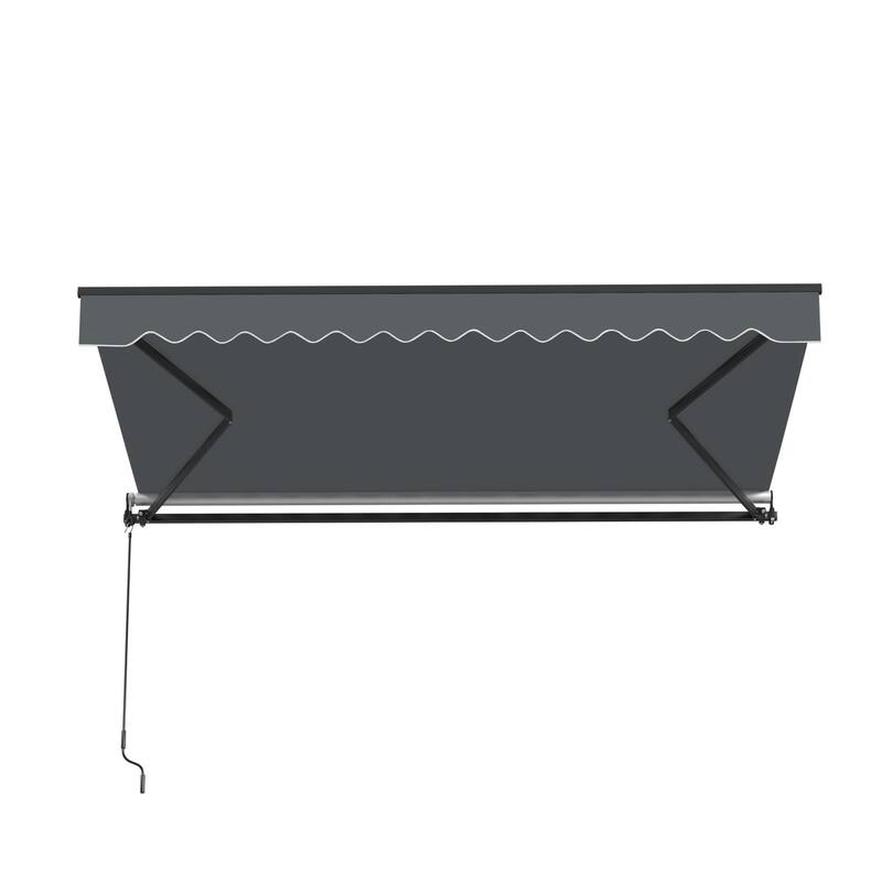 ALEKO Caribbean Manual Retractable Patio Awning - Black Frame - Charcoal Gray - 10 x 8 Feet