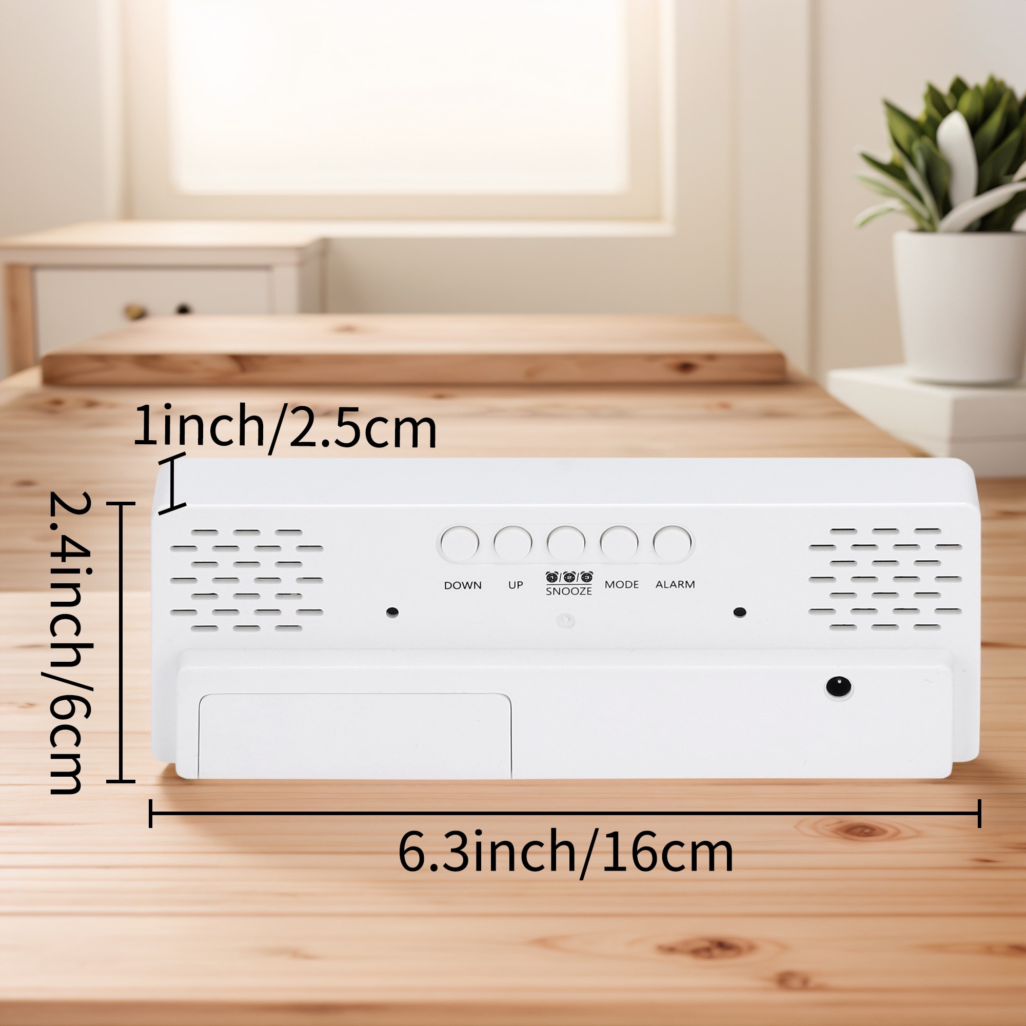 Three Alarm Clock Snooze Function Big Numbers Display Battery