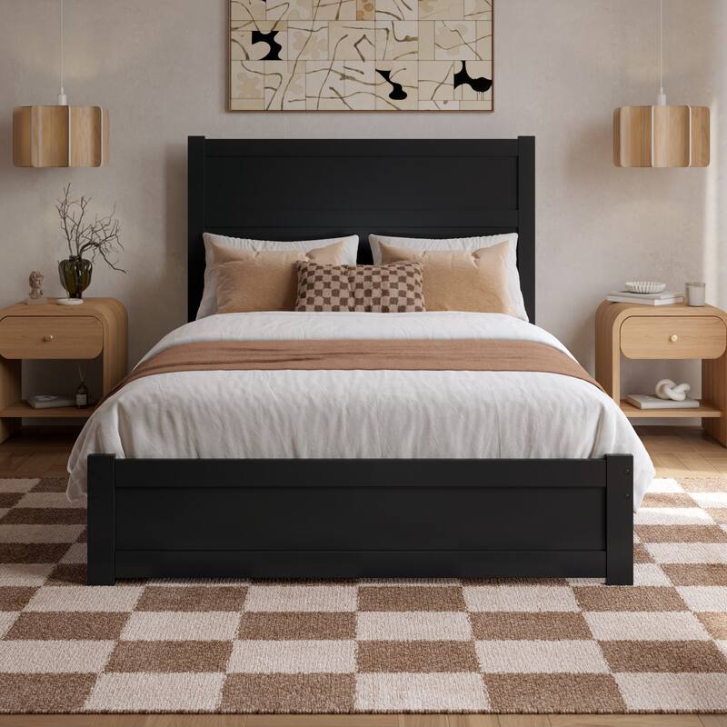 Aveline Wood Platform Bed with Matching Footboard & Storage Drawers