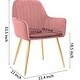 preview thumbnail 3 of 5, Velvet Modern Tufted Vanity Chairs with Gold Metal Legs, Upholstered Accent Armchair, Pink,Set of 2,
