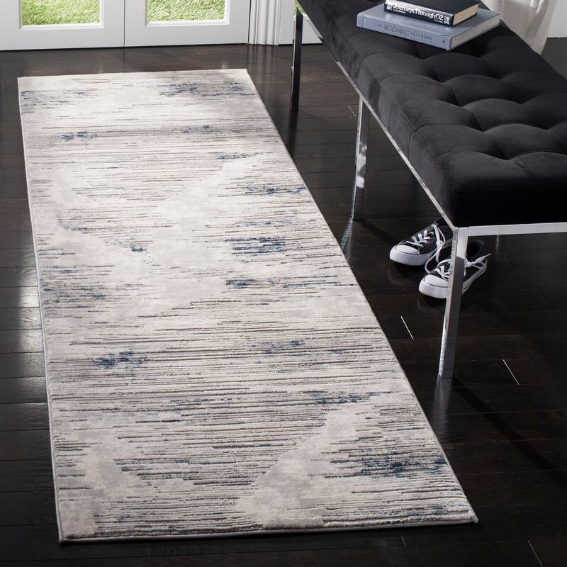 SAFAVIEH Meadow Giantvigka Modern Abstract Rug - 2'7" x 8' Runner - Grey/Ivory