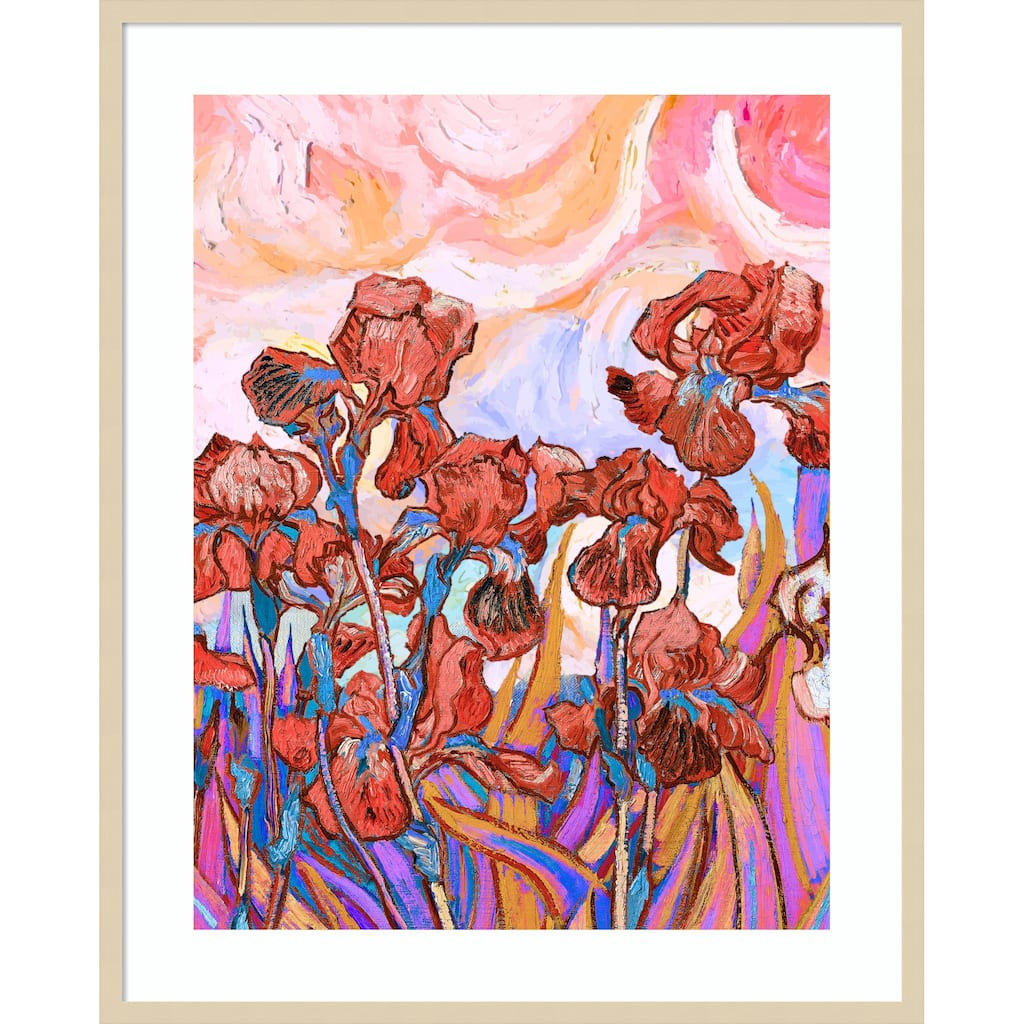 Floral paint by Mathieu Jeuf Wood Framed Wall Art Print