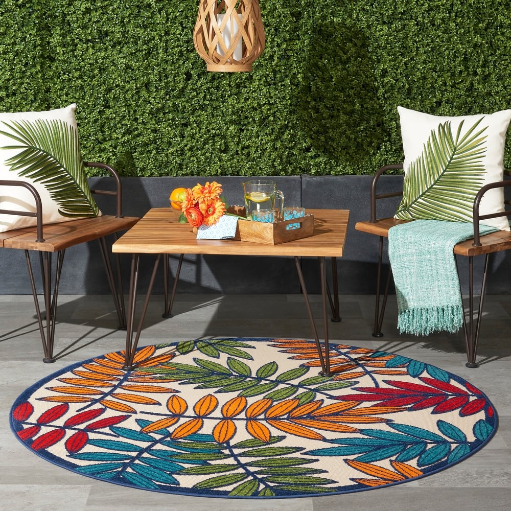 Nourison Aloha Leaf Print Vibrant Indoor/Outdoor Area Rug