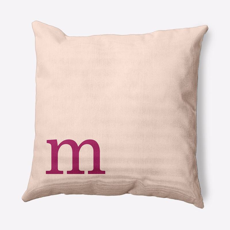 Modern Monogram Indoor/Outdoor Throw Pillow-M - 20" x 20" - Dusty Rose